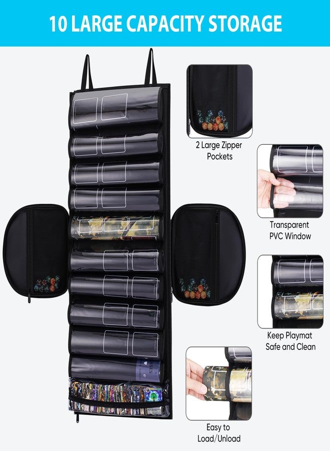 Speqerk 10 Playmat Holder, Transparent Portable Playmat Tube Storage Bag for Game Mat and Tubes with 2 Mesh Pockets, Hangable Playmat Case Compatible with TCG/MTG - Image 5